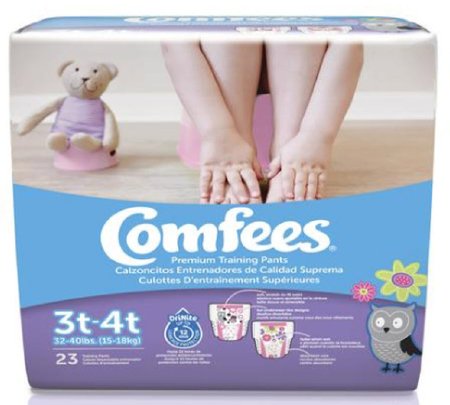 Attends Healthcare Products Female Toddler Training Pants Comfees® Pull On with Tear Away Seams Size 3T to 4T Disposable Moderate Absorbency - M-907042-4642 - Case of 138
