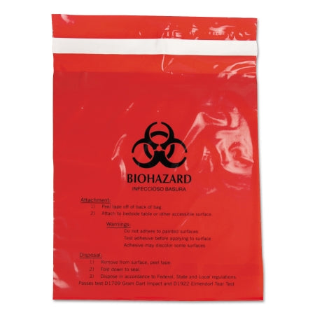 Unimed - Midwest BAG INFECT WASTE 9X10 RED 100/BX - M-907580-1846 - Box of 100