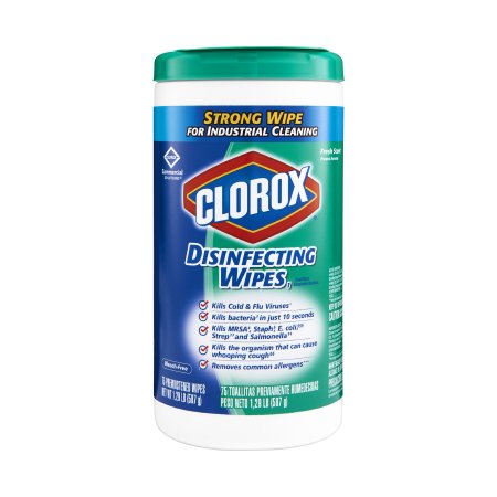 The Clorox Company Clorox® Commercial Solutions® Surface Disinfectant Premoistened Wipe 75 Count Canister Disposable Fresh Scent NonSterile - M-908190-1986 - Box of 75