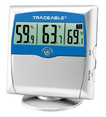 Cole-Parmer Inst. Digital Thermometer / Hygrometer with Alarm Traceable® Fahrenheit / Celsius 14° to 140°F (-10° to +60°C) Solid State Sensors Free-standing / Wall Mount Battery Operated