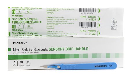 Scalpel McKesson No. 11 Stainless Steel / Plastic Sensory Grip Handle Sterile Disposable - M-911764-3210 - Box of 10