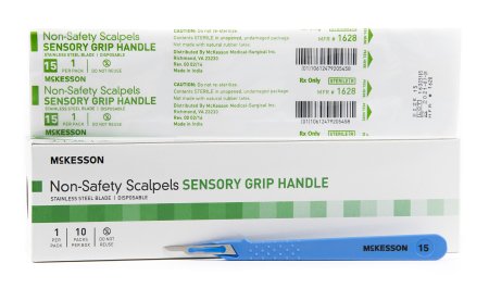 Scalpel McKesson No. 15 Stainless Steel / Plastic Sensory Grip Handle Sterile Disposable - M-911765-4243 - Case of 100