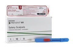 Safety Scalpel McKesson Prevent® MX No. 10 Stainless Steel / Plastic Sensory Grip Handle Sterile Disposable - M-911766-2801 - Case of 50