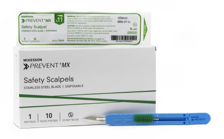 Safety Scalpel McKesson Prevent® MX No. 11 Stainless Steel / Plastic Sensory Grip Handle Sterile Disposable - M-911767-2709 - Case of 500