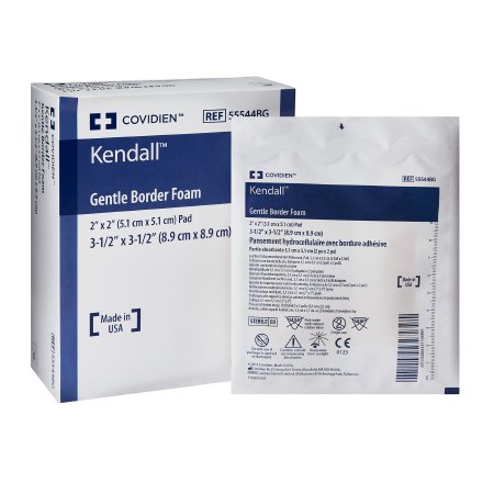 Cardinal Silicone Foam Dressing Kendall™ Border Foam Gentle Adhesion 3-1/2 X 3-1/2 Inch Square Silicone Adhesive with Border Sterile