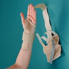 Patterson Medical Supply Wrist Brace with Wrist Strap Rolyan® AlignRite™ Contoured Cotton / Rubber Left Hand Beige Medium