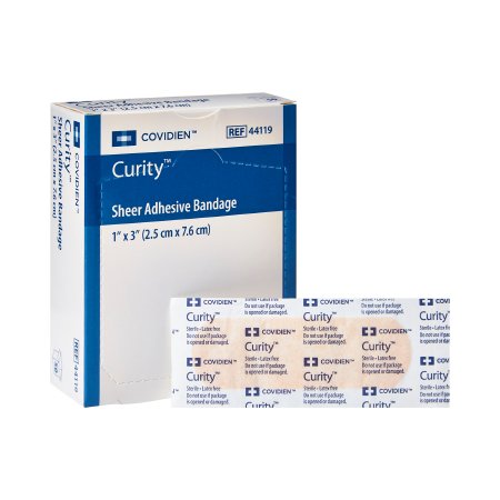 Cardinal Adhesive Strip Curity™ 1 X 3 Inch Plastic Rectangle Sheer Sterile