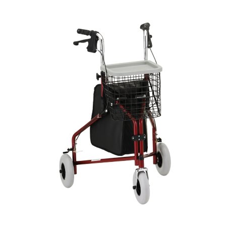 Nova Ortho-Med 7 Wheel Rollator Traveler® Red Adjustable Height Aluminum Frame