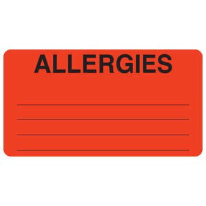 Tabbies Pre-Printed Label Allergy Alert Red ALLERGIES Alert Label 1-3/4 X 3-1/4 Inch - M-916725-3983 - Roll of 250