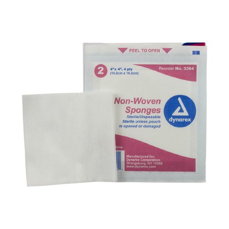 Dynarex Nonwoven Sponge Dynarex® Nonwoven 4-Ply 4 X 4 Inch Square Sterile