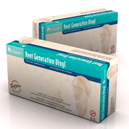 Dynarex Exam Glove Next Generation Vinyl Small NonSterile Stretch Vinyl Standard Cuff Length Smooth Ivory Not Chemo Approved - M-917672-2651 - Case of 1000
