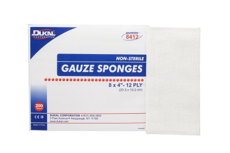 Dukal Gauze Sponge Dukal™ Gauze 12-Ply 4 X 8 Inch Rectangle NonSterile