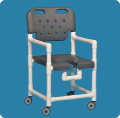 IPU Shower Chair Elite Fixed Arm PVC Frame With Backrest 21 Inch Seat Width