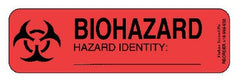 Fisher Scientific Pre-Printed Label Fisherbrand™ Warning Label Red Paper BIOHAZARD HAZARD IDENTITY Black Biohazard 0.87 X 3 Inch - M-920107-4455 - Box of 320