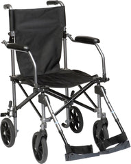 Drive Medical Transport Chair Travelite Aluminum Frame 250 lbs. Weight Capacity Desk Length / Flip Back / Padded Arm Gum Metal Upholstery