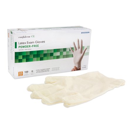 Exam Glove McKesson Confiderm® CL X-Small NonSterile Latex Standard Cuff Length Textured Fingertips Ivory Not Chemo Approved - M-921591-3692 - Case of 1000