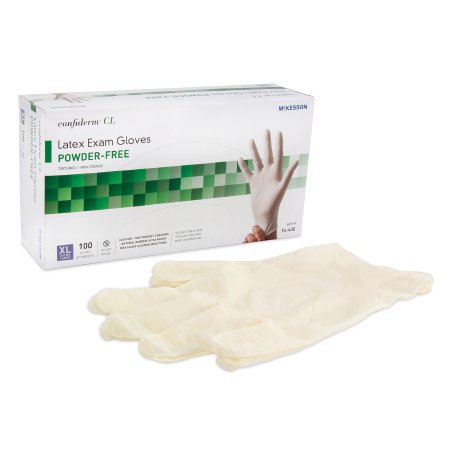 Exam Glove McKesson Confiderm® X-Large NonSterile Latex Standard Cuff Length Textured Fingertips Ivory Not Chemo Approved - M-921595-2850 - Box of 100