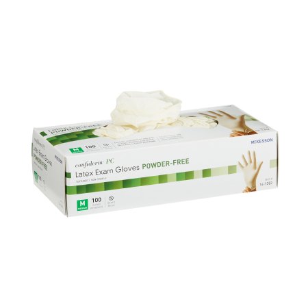 Exam Glove McKesson Confiderm® Medium NonSterile Latex Standard Cuff Length Textured Ivory Not Chemo Approved - M-921598-2900 - Box of 100