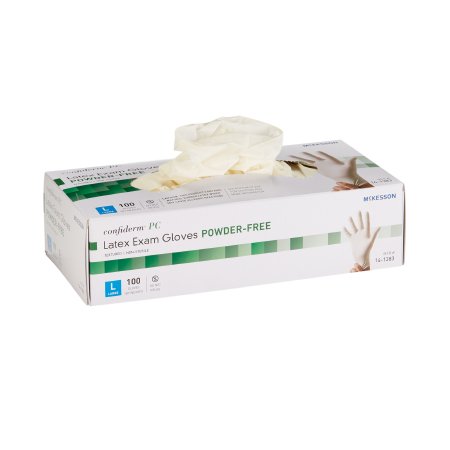 Exam Glove McKesson Confiderm® Large NonSterile Latex Standard Cuff Length Textured Ivory Not Chemo Approved - M-921599-1950 - Case of 1000