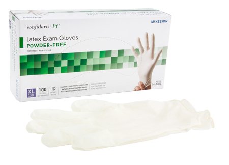 Exam Glove McKesson Confiderm® X-Large NonSterile Latex Standard Cuff Length Textured Ivory Not Chemo Approved - M-921600-2604 - Case of 1000