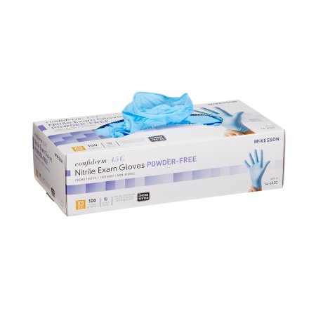 Exam Glove McKesson Confiderm® 4.5C X-Small NonSterile Nitrile Standard Cuff Length Textured Fingertips Blue Chemo Tested - M-921601-4328 - Case of 1000