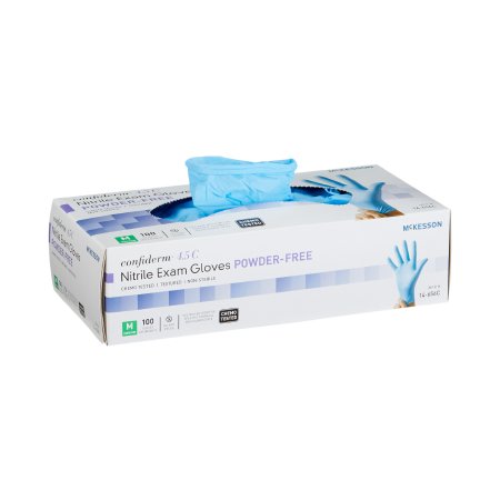 Exam Glove McKesson Confiderm® 4.5C Medium NonSterile Nitrile Standard Cuff Length Textured Fingertips Blue Chemo Tested - M-921603-3200 - Case of 1000