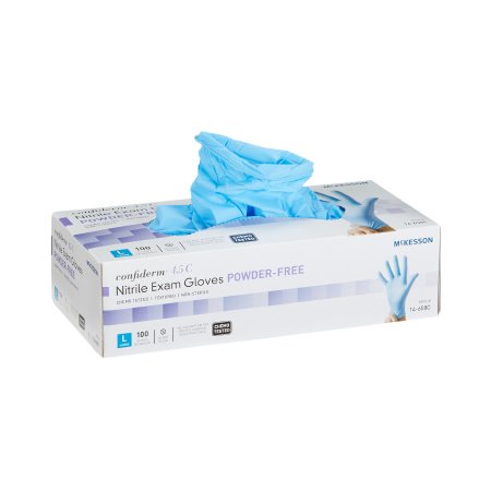 Exam Glove McKesson Confiderm® 4.5C Large NonSterile Nitrile Standard Cuff Length Textured Fingertips Blue Chemo Tested - M-921604-2097 - Box of 100