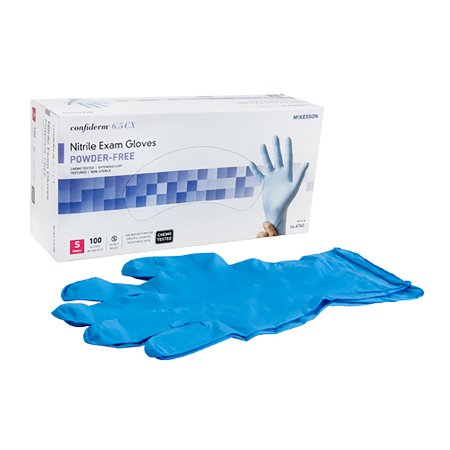 Exam Glove McKesson Confiderm® 6.5CX Extended Cuff Small NonSterile Nitrile Extended Cuff Length Textured Fingertips Blue Chemo Tested - M-921606-2029 - Case of 1000