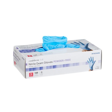 Exam Glove McKesson Confiderm® 3.8 Small NonSterile Nitrile Standard Cuff Length Textured Fingertips Blue Not Chemo Approved - M-921610-1007 - Case of 1000