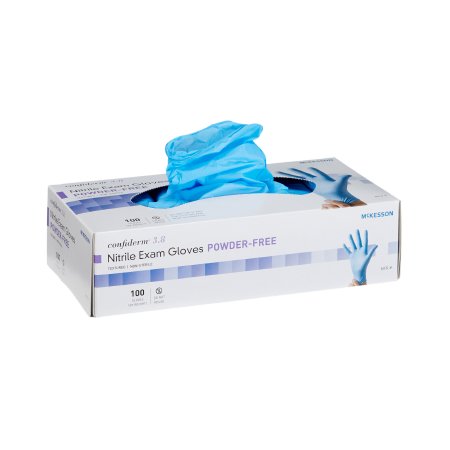 Exam Glove McKesson Confiderm® 3.8 Large NonSterile Nitrile Standard Cuff Length Textured Fingertips Blue Not Chemo Approved - M-921613-1946 - Case of 1000