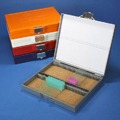 Globe Scientific Slide Box 100 Slides, White, With Cork Lined and Stainless Steel Lock