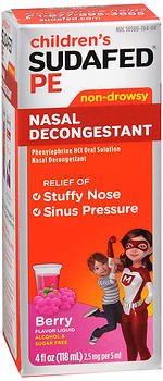 J & J Sales Children's Nasal Decongestant Children's Sudafed PE® 2.5 mg / 5 mL Strength Liquid 4 oz.