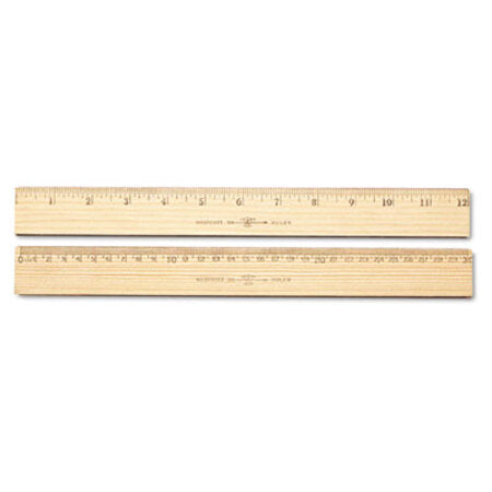 Westcott® Wood Ruler, Metric and 1/16" Scale with Single Metal Edge, 30 cm