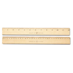 Westcott® Wood Ruler, Metric and 1/16" Scale with Single Metal Edge, 30 cm