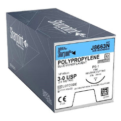 Suture with Needle Surgical Specialties Nonabsorbable Uncoated Blue Suture Monofilament Polypropylene Suture Size 3 - 0 18 Inch Suture 1-Needle 24 mm Length 3/8 Circle Precision Reverse Cutting Needle