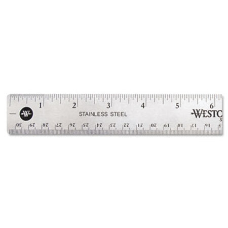 Westcott® Stainless Steel Office Ruler With Non Slip Cork Base, 12"