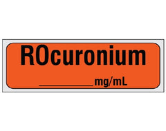Shamrock Scientific Drug Label Shamrock Anesthesia Label ROCuronium / _____ mg / mL Orange 1/2 X 1 Inch - M-925052-4580 - Each
