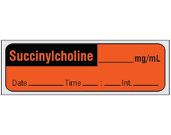 Shamrock Scientific Drug Label Shamrock Anesthesia Label SUCCINYLCHOLINE _____ mg / mL / Date _____ Time _____ Int. _____ Fluorescent Red 1/2 X 1 Inch - M-925182-1413 - Each