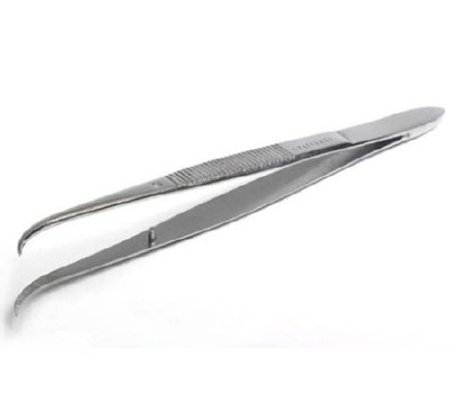 Market Lab Inc Tweezers 5 Inch Length Stainless Steel NonSterile NonLocking Thumb Handle Curved Serrated Tips - M-925637-1314 - Each