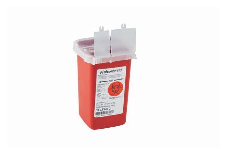 Fisher Scientific Sharps Container Fisherbrand™ Sharps-A-Gator™ 4-1/4 L X 4-1/4 W X 6-1/4 H Inch 1 Quart Red Base / Translucent Lid Vertical Entry 2 Hinged Snap On Lid