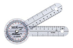 Fabrication Enterprises Goniometer Baseline® Transparent HiRes™ Plastic 0.1 X 2.5 X 6.5 Inch 6 Inch Arms, 360° Head Has Three Scales Calibrated, Reads 1° Increments Inches and Centimeters