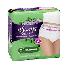 The Palm Tree Group Female Adult Absorbent Underwear Always® Discreet Pull On with Tear Away Seams X-Large Disposable Heavy Absorbency - M-928384-4073 - Case of 45