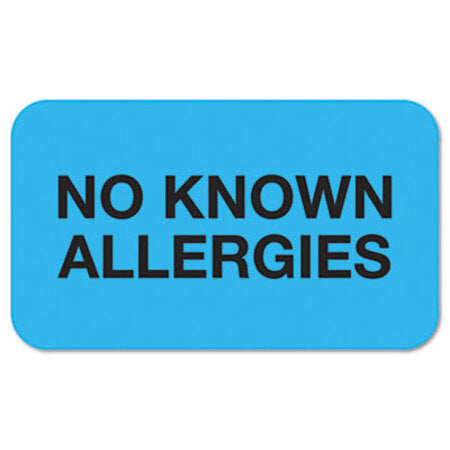 Tabbies® Medical Labels, NO KNOWN ALLERGIES, 0.88 x 1.5, Light Blue, 250/Roll