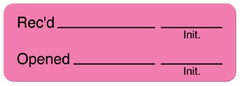 United Ad Label Pre-Printed Label UAL™ Communication Fill In Pink Paper Rec'd ________ ________ Init. / Opened ________ _________ Init. Black Quality Control Label 1/2 X 1-1/2 Inch - M-928643-4931 - Roll of 610
