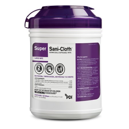 Professional Disposables Super Sani-Cloth® Surface Disinfectant Premoistened Germicidal Wipe 160 Count Canister Disposable Alcohol Scent NonSterile - M-928732-1268 - Case of 1920