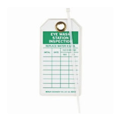 Fisher Scientific Inspection Tag Brady™ Eye Wash Station Green / White 3 X 5-3/4 Inch 3 X 5-3/4 Inch Polyester 10 per Pack - M-928993-1441 - Pack of 10