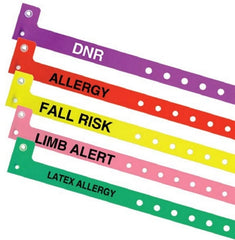 Market Lab Inc Identification Wristband Alert Band Permanent Snap Limb Alert - M-929269-2264 - Box of 500