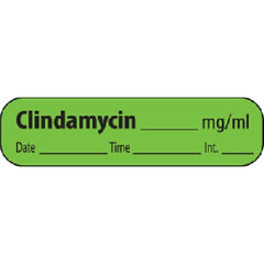 PDC Healthcare Drug Label MedVision® Anesthesia Label Clindamycin_mg/mL Date_Time_Int_ Fluorescent Green 5/16 X 1-1/4 Inch - M-929884-4805 - Each