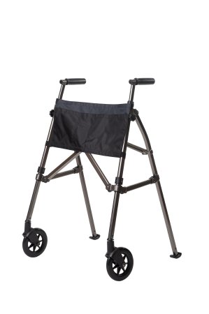 Stander Folding Walker with Wheels Adjustable Height EZ Fold-N-Go Aluminum Frame 400 lbs. Weight Capacity 32 to 38-1/2 Inch Height