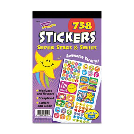 TREND® Sticker Assortment Pack, Super Stars and Smiles, 738 Stickers/Pad